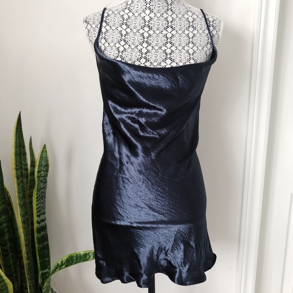 BNWT WINDSOR Satin Navy Mini Slip Dress, Size S - Picture 3 of 8